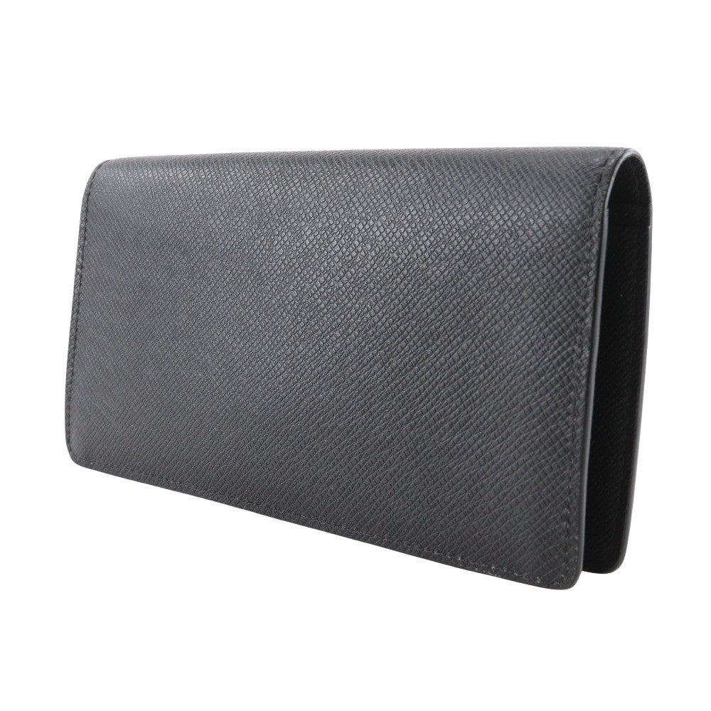 Louis Vuitton Brazza Long Bifold Wallet Taiga Leather Black Leather Wallets Accessory