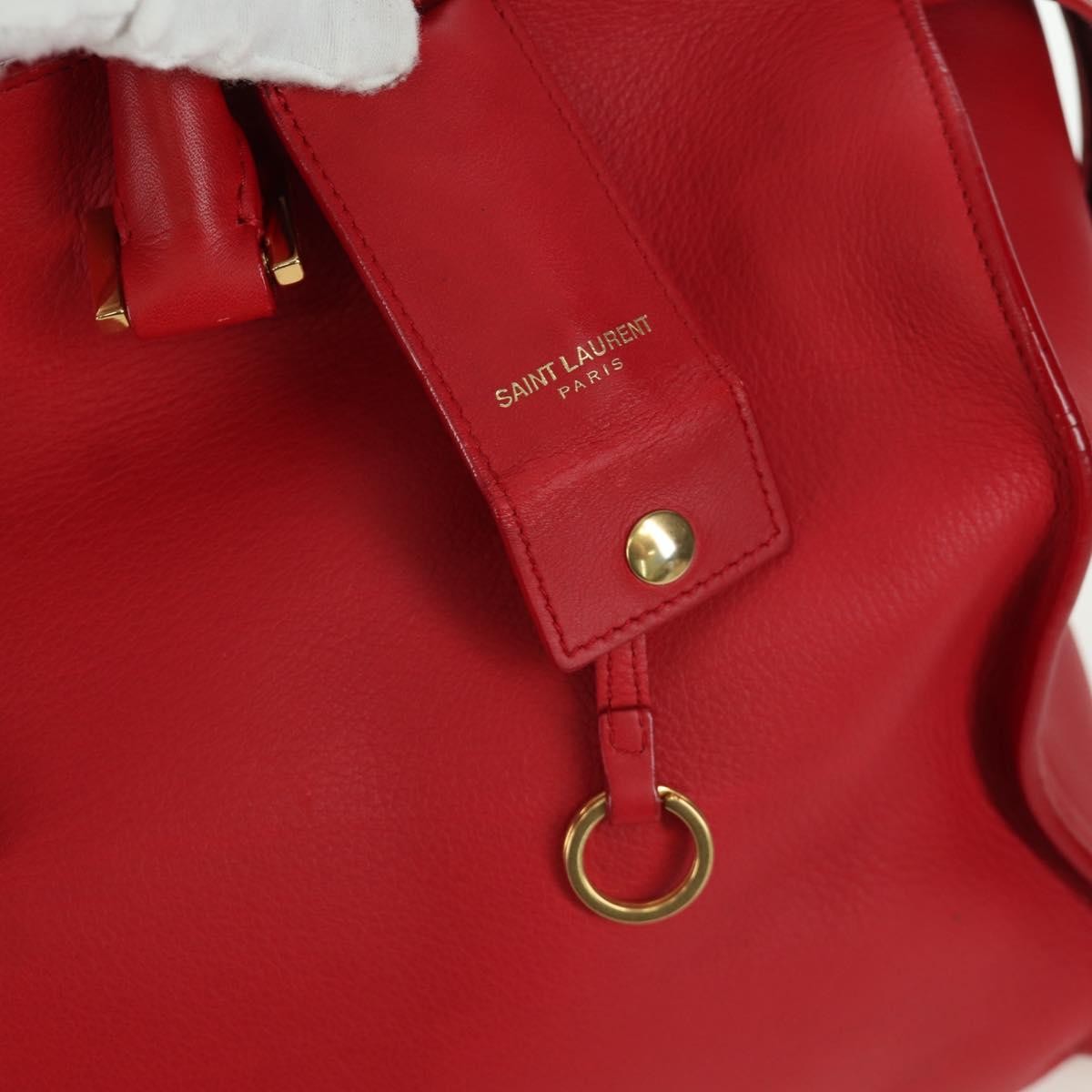 Saint Laurent Classic Y Cabas Leather Red Leather Handbag (Pre-Owned)