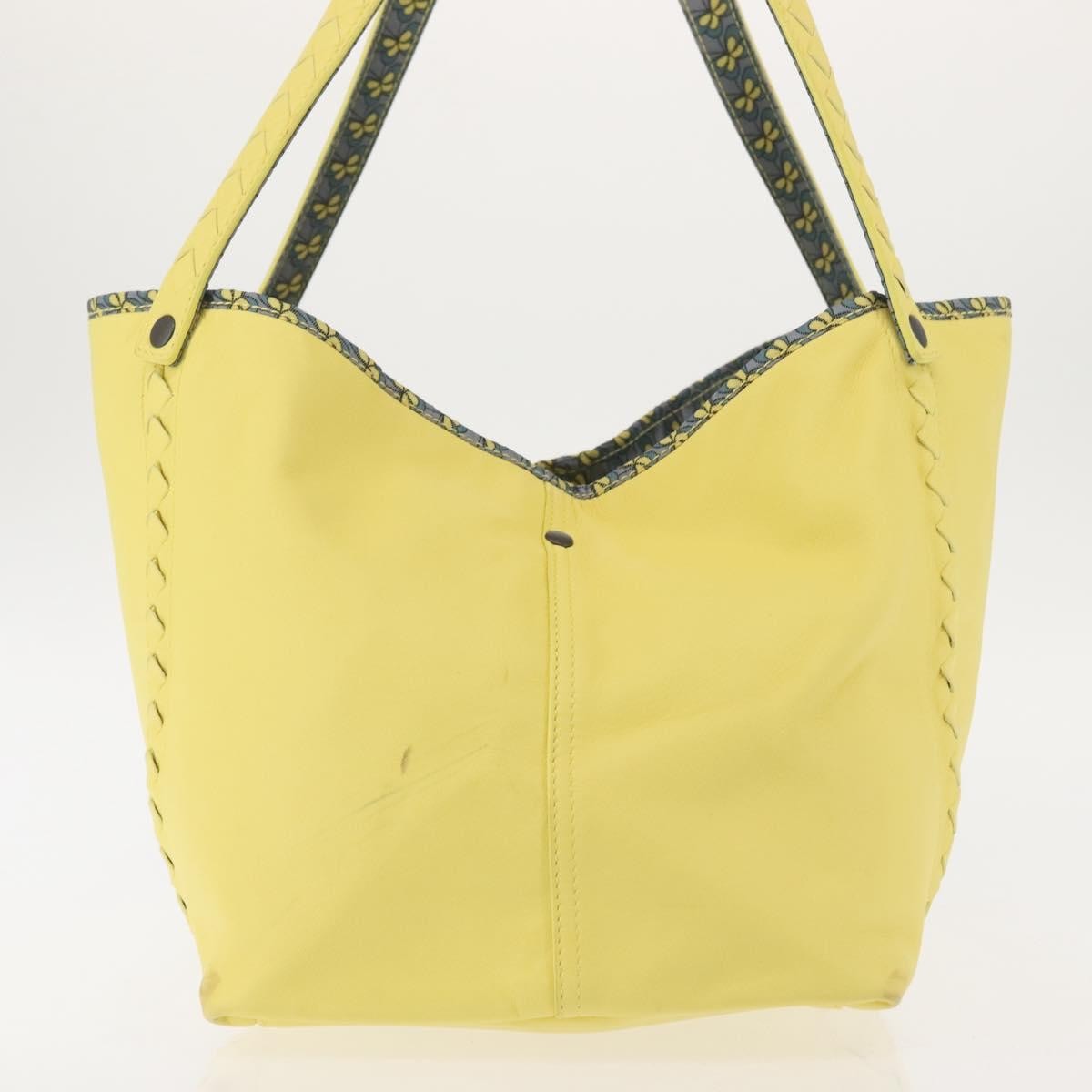 Bottega Veneta A-Shape Tote Leather With Intrecciato Detail Yellow Leather Shoulder Bag Bag