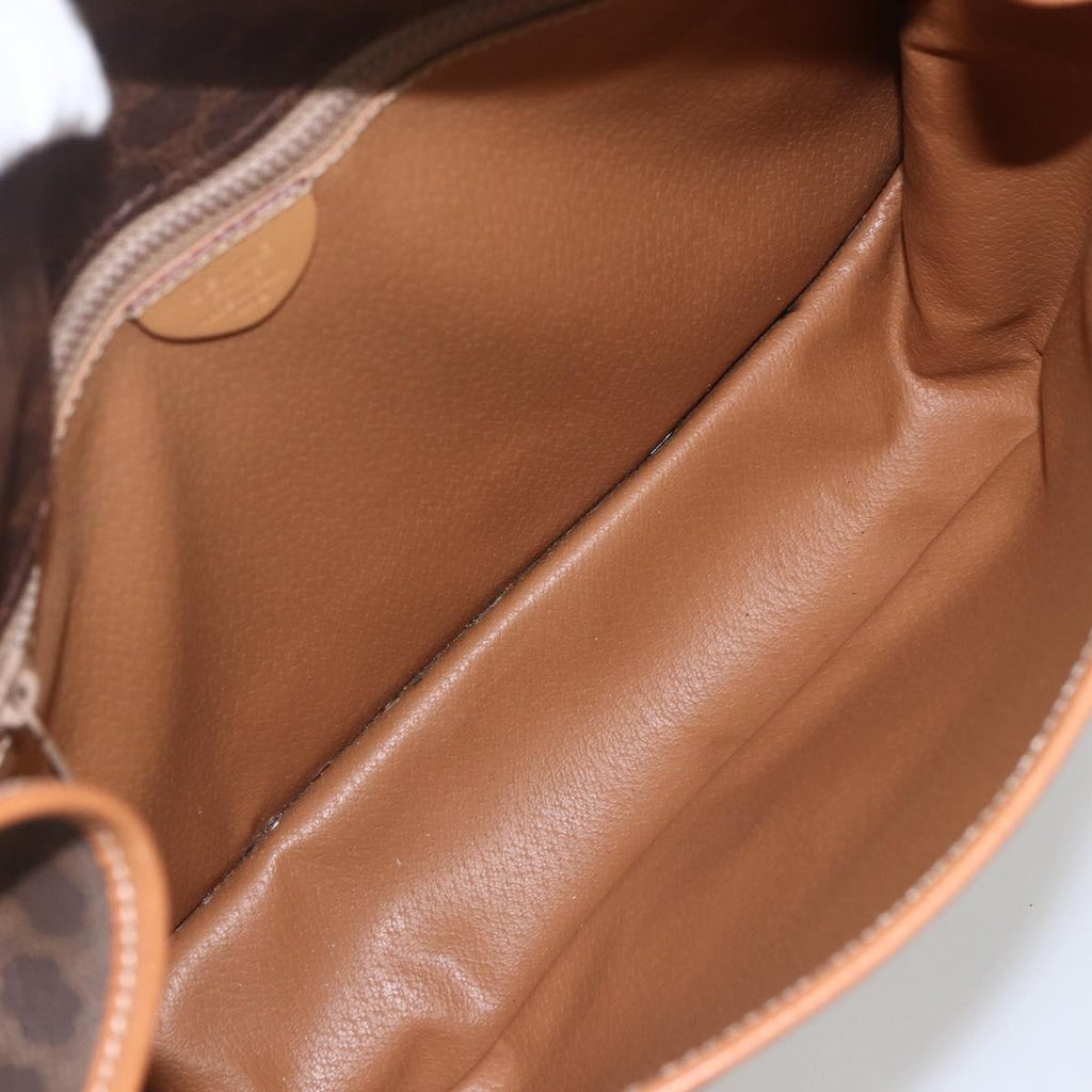 Celine Vintage Macadam Shoulder Bag Canvas And Leather Brown Canvas Shoulder Bag Bag