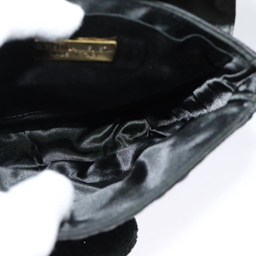 Bottega Veneta Intrecciato Clutch Bag Calfskin Black Satin Shoulder Bag Bag