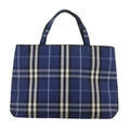 Burberry Nova Check Tote Canvas Check Pattern Blue Canvas Tote Bag