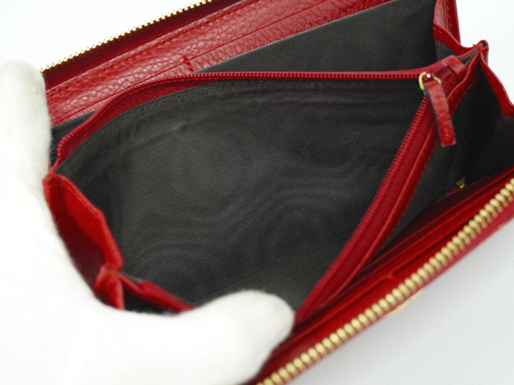 Gucci Gg Marmont Zip Around Wallet Leather Red Leather Wallets Accessory (Pre-Owned)