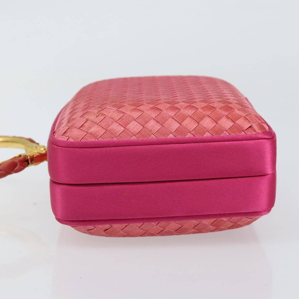 Bottega Veneta Intrecciato Clutch Bag Satin Pink Satin Clutche & Pouche Bag