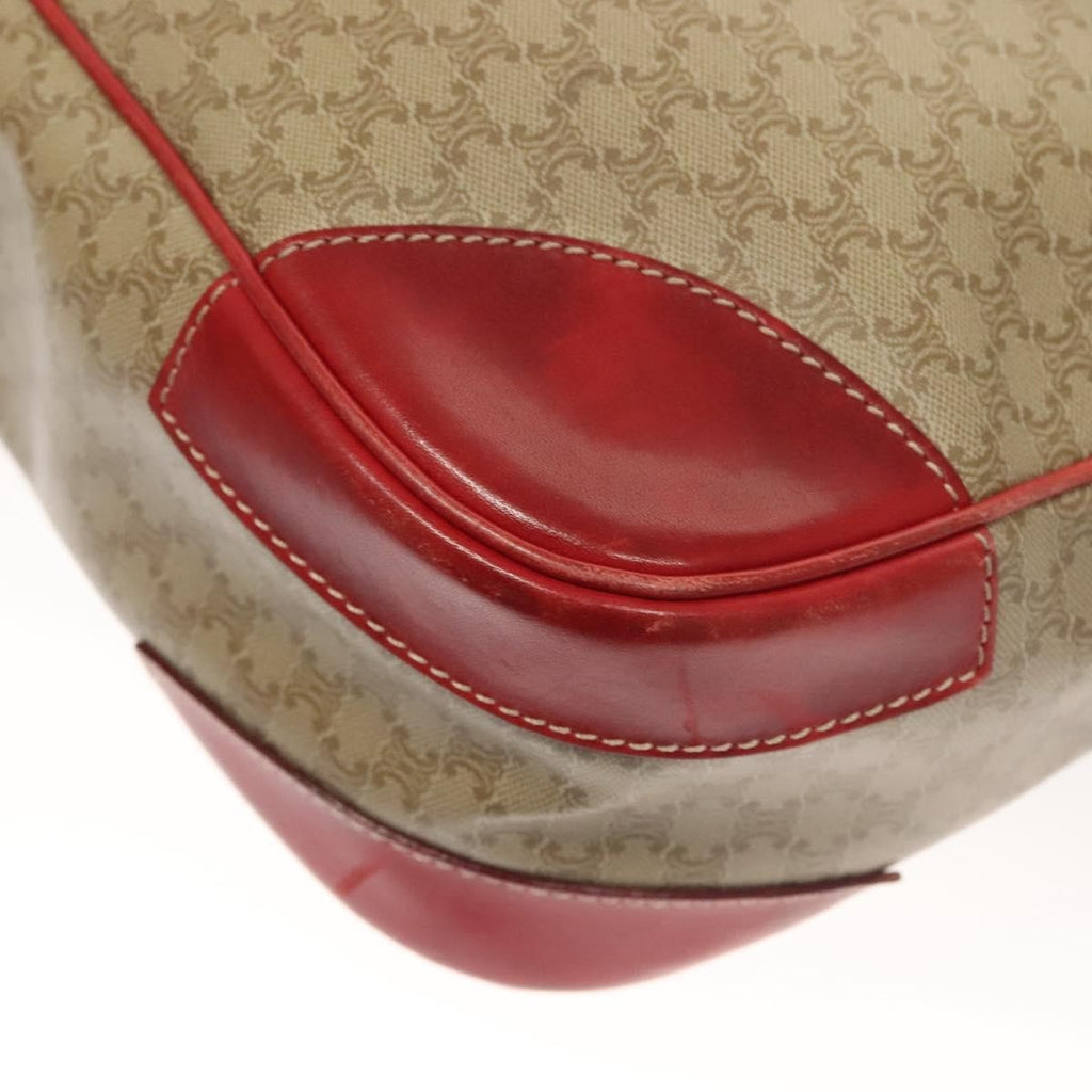 Celine Vintage Macadam Shoulder Bag Canvas And Leather Beige Canvas Bag