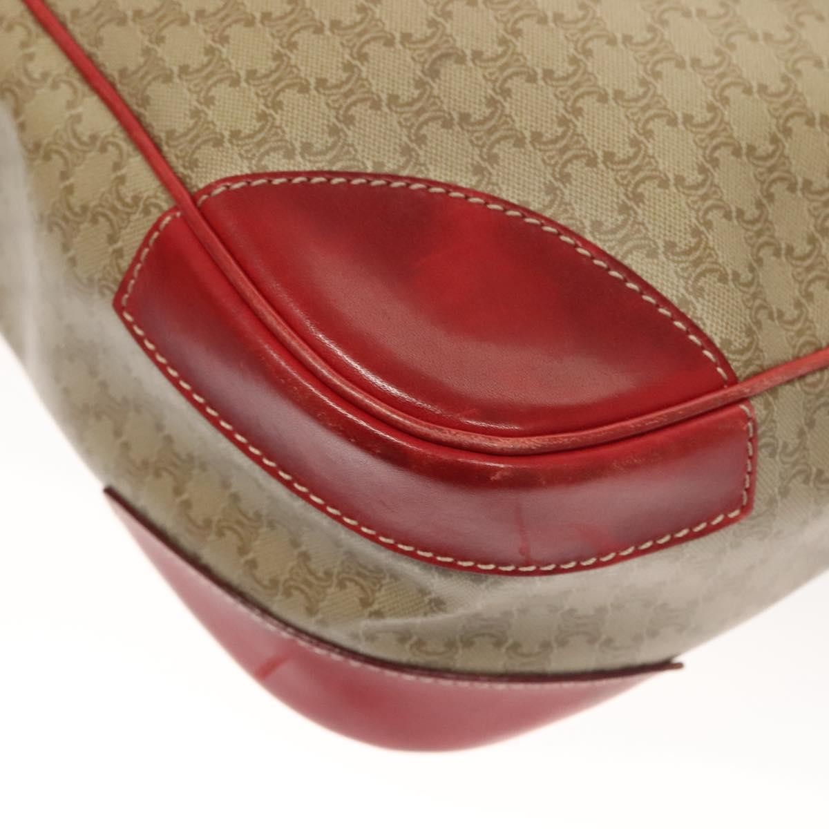 Celine Vintage Macadam Shoulder Bag Canvas And Leather Beige Canvas Bag