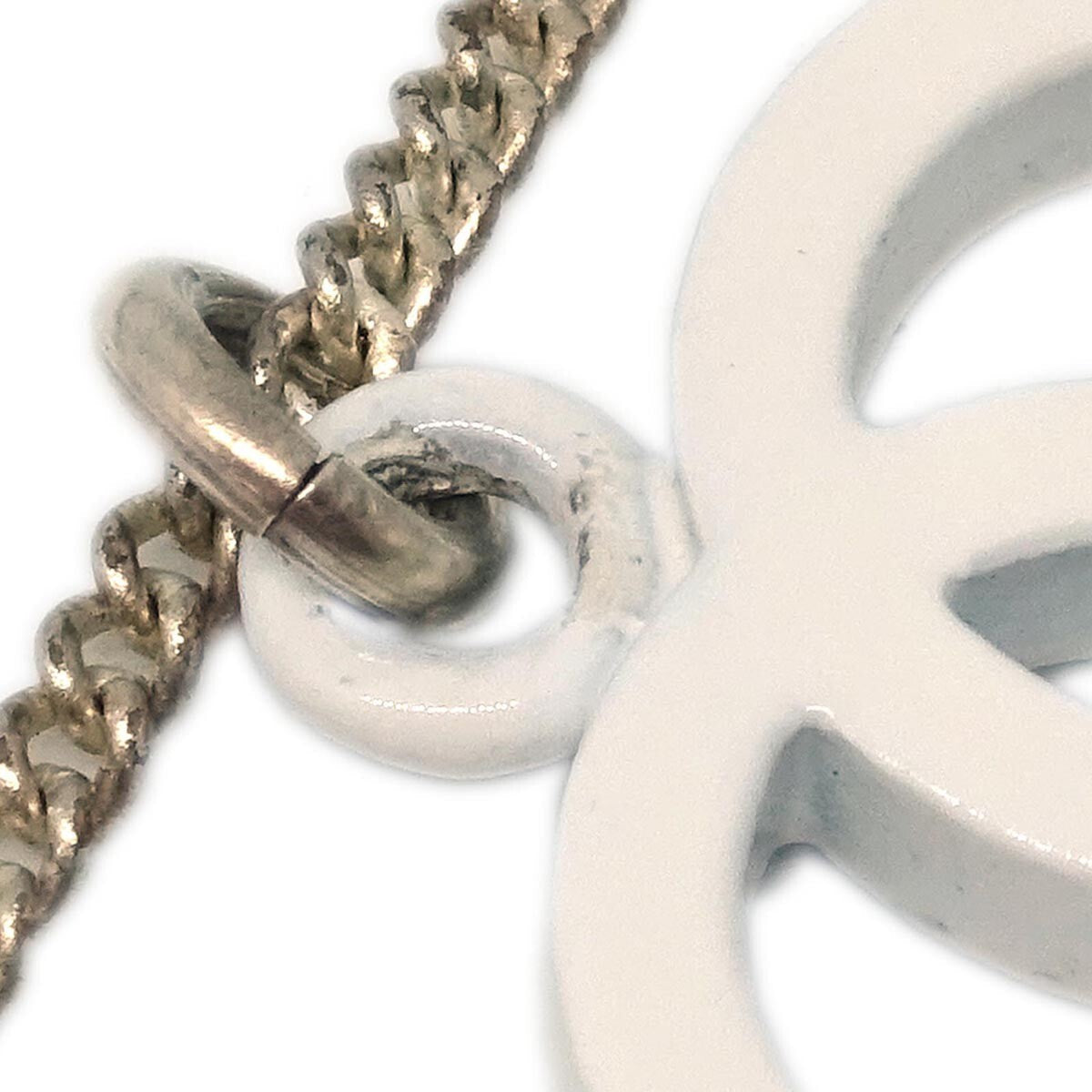 Chanel Vintage Cc Pendant Long Necklace Metal Silver Silver_Plated Necklace Jewelry