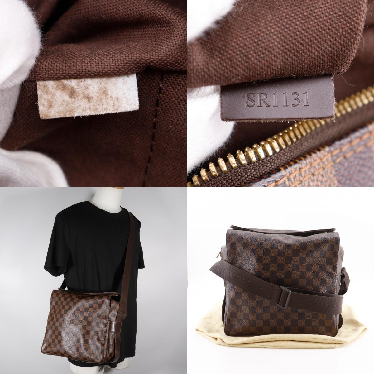 Louis Vuitton Naviglio Handbag Damier Brown Canvas Shoulder Bag