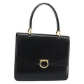 Celine Vintage Top Handle Bag Glazed Leather Black Leather Bag
