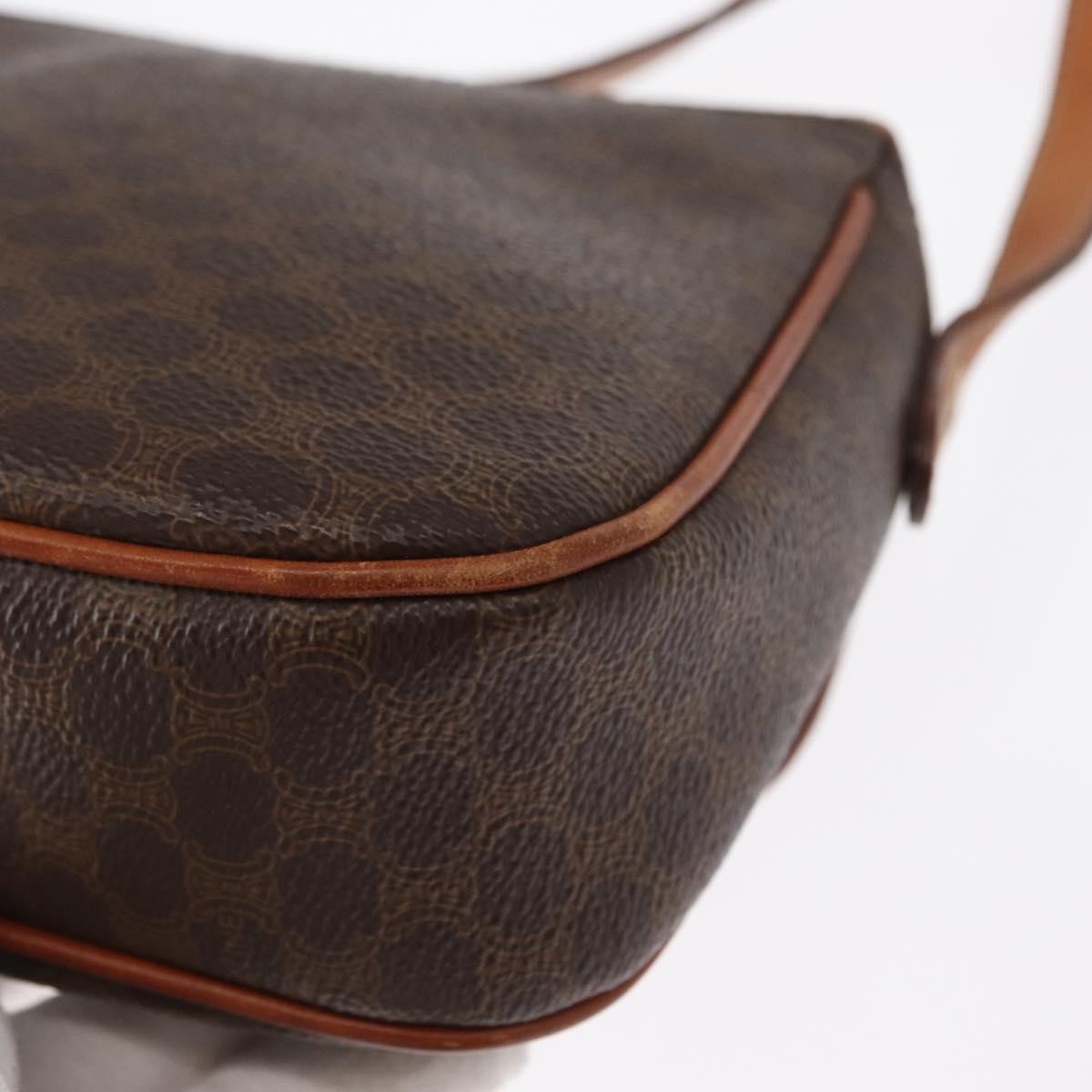 Celine Vintage Macadam Shoulder Bag Canvas And Leather Brown Canvas Shoulder Bag Bag