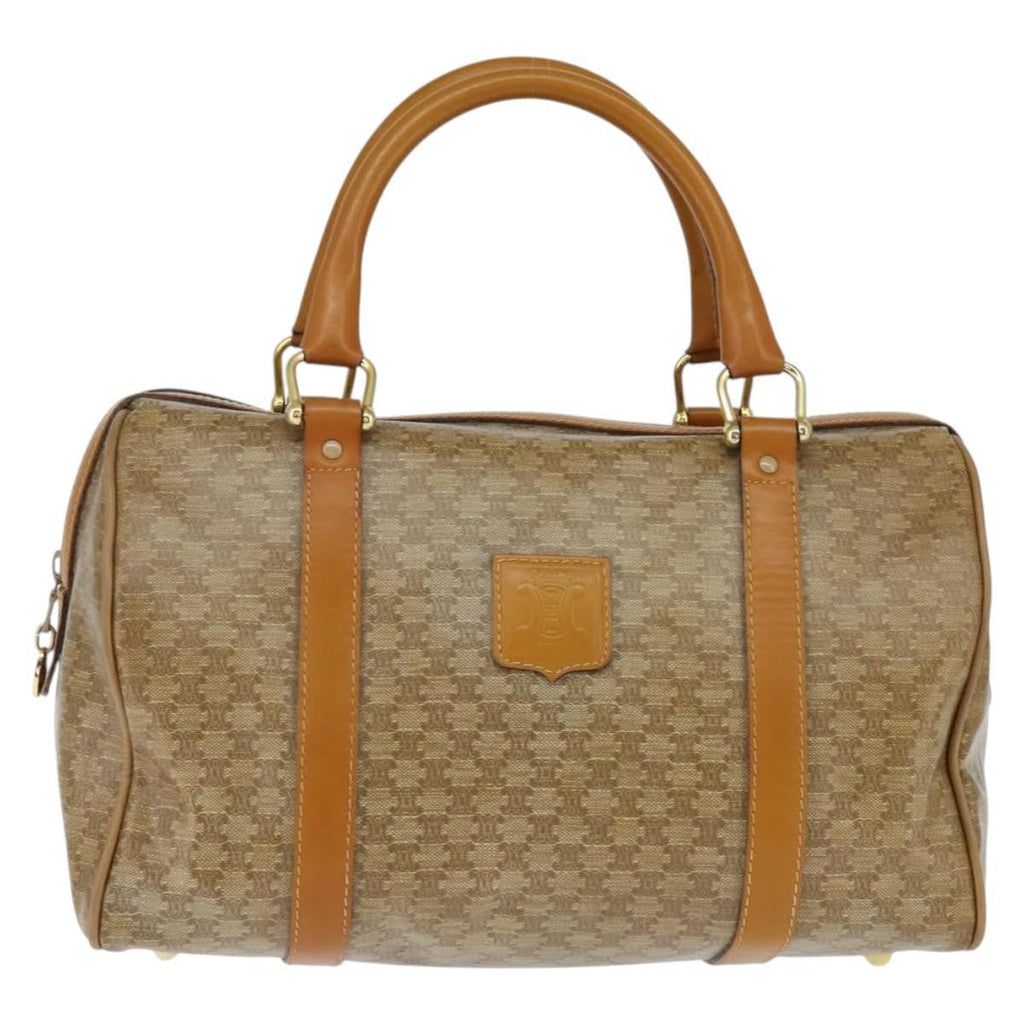 Celine Vintage Duffle Bag Macadam Coated Canvas Beige Canvas Handbag