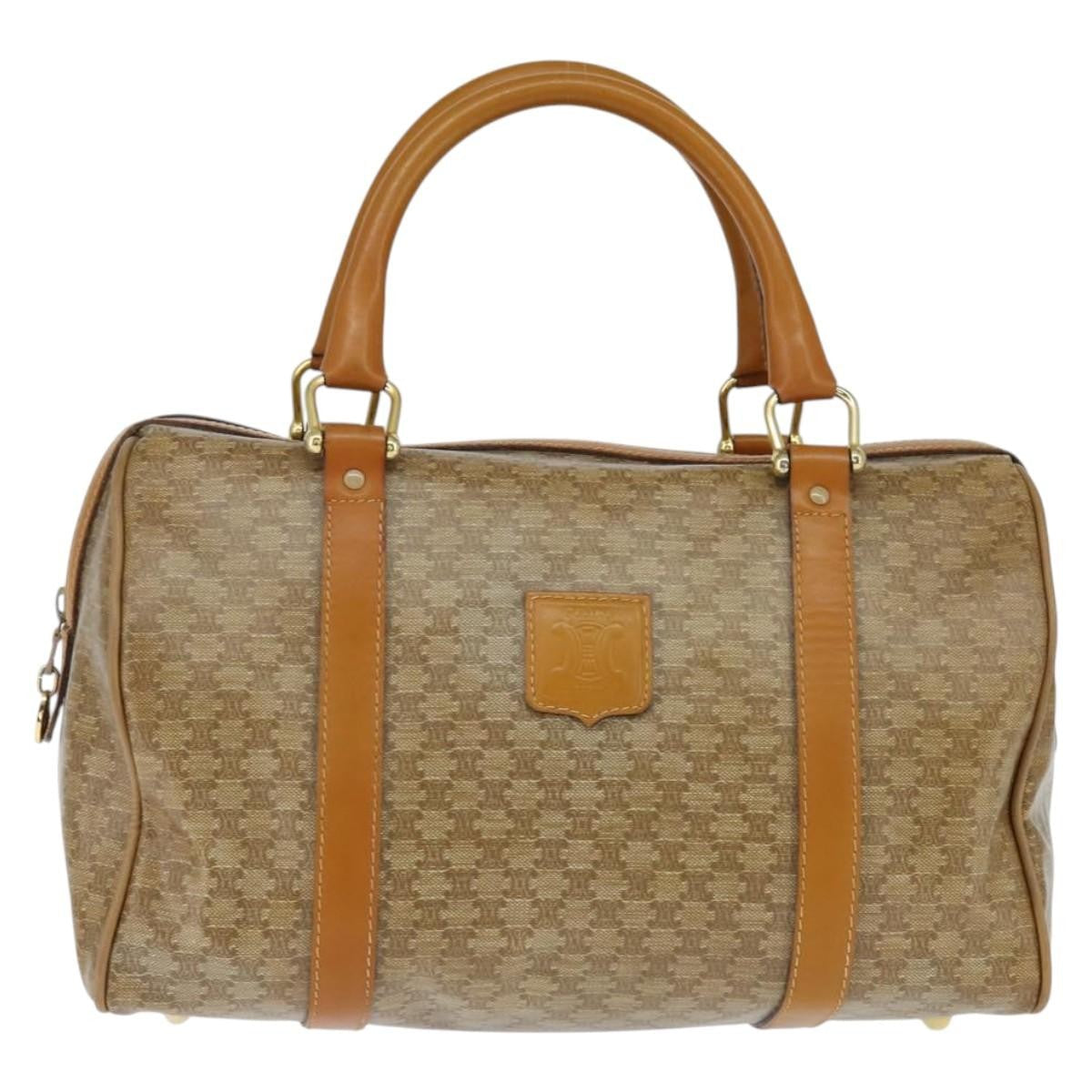 Celine Vintage Duffle Bag Macadam Coated Canvas Beige Canvas Handbag