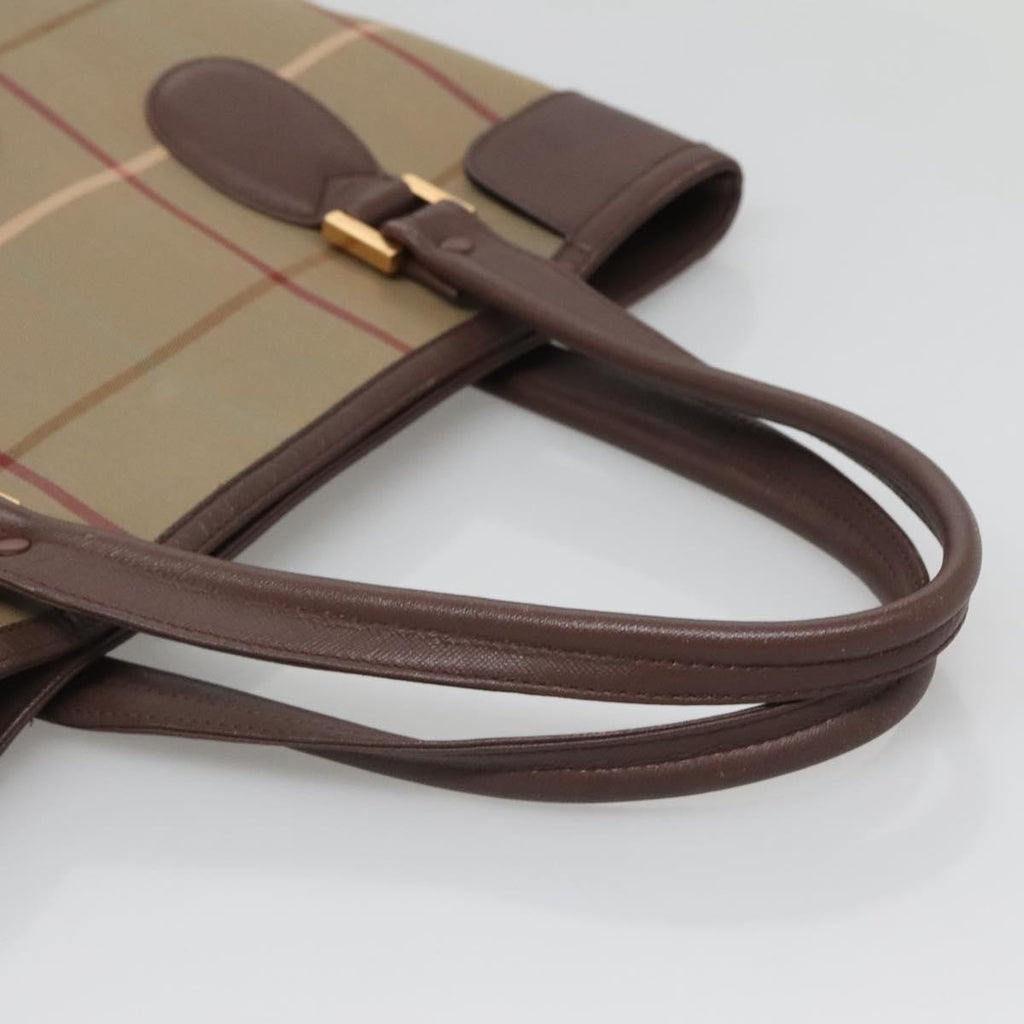 Burberry Nova Check Tote Canvas And Leather Beige Canvas Tote Bag