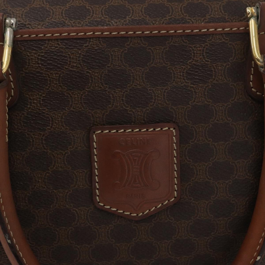 Celine Vintage Macadam Handbag Canvas And Leather Brown Canvas Handbag