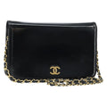 Chanel Wallet On Chain Quilted Patent Black Patent_Leather Shoulder Bag Bag