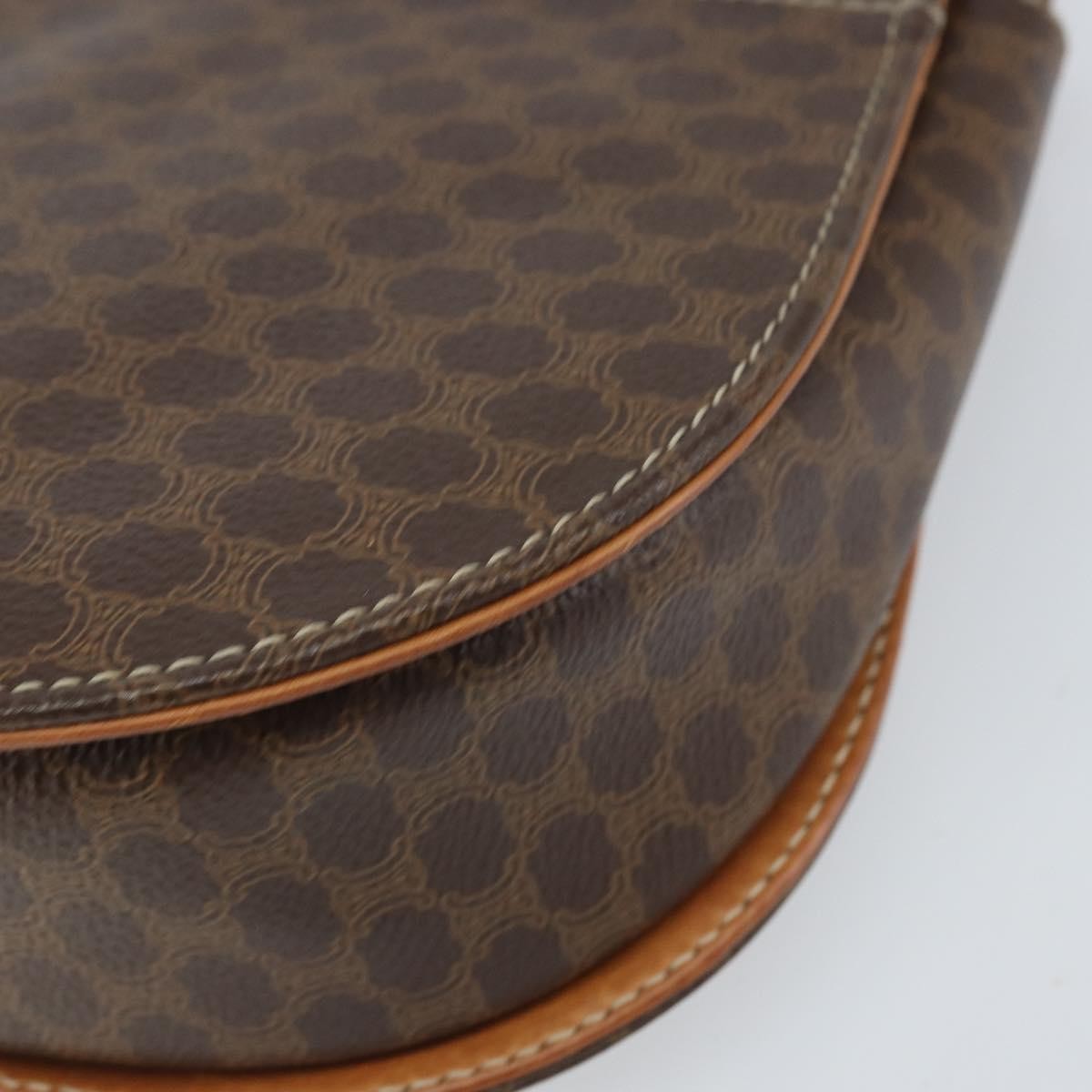 Celine Vintage Macadam Shoulder Bag Canvas And Leather Brown Canvas Shoulder Bag Bag