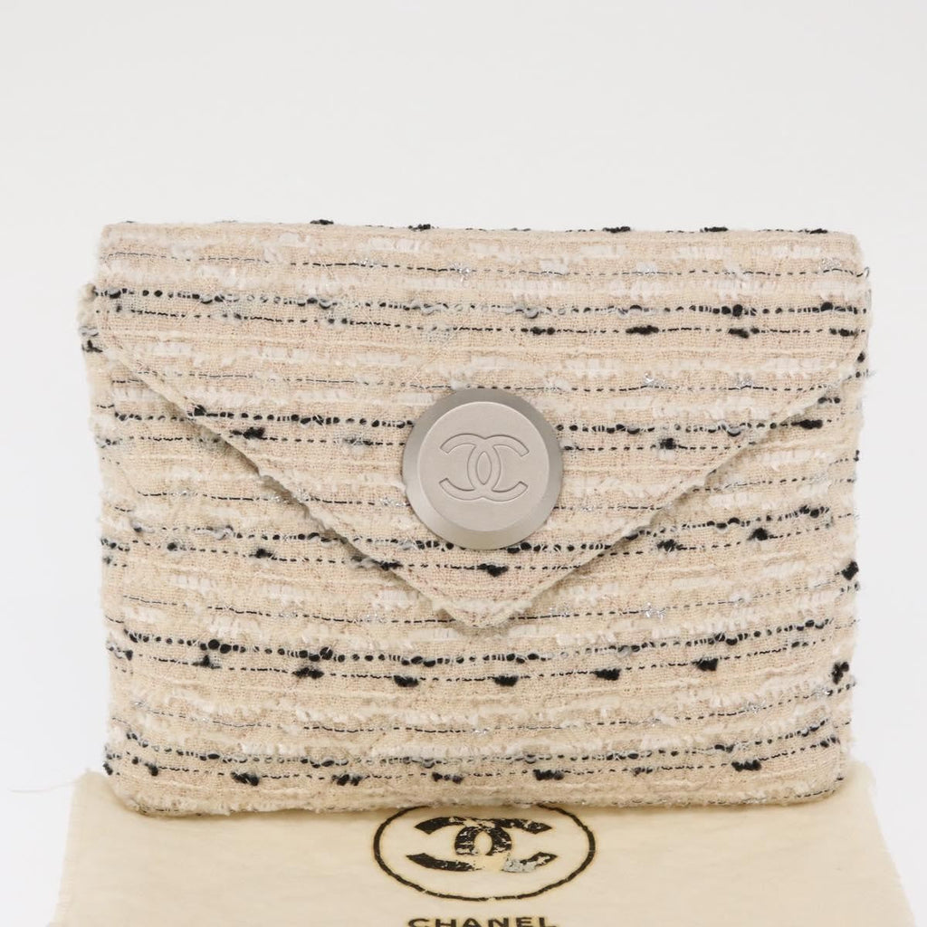 Chanel Vintage Envelope Chain Clutch Tweed White Tweed Clutche & Pouche Bag