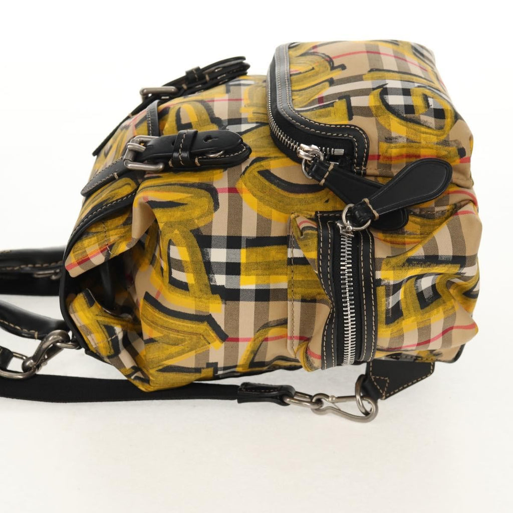 Burberry Graffiti Rucksack Backpack Vintage Check Canvas Beige Canvas Backpack Bag