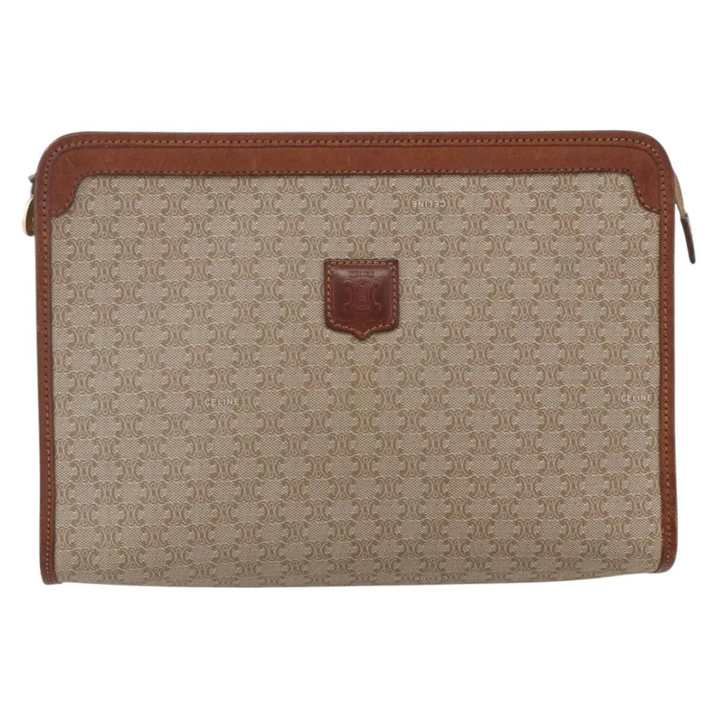Celine Macadam Pochette Canvas And Leather Beige Canvas Clutche & Pouche Bag