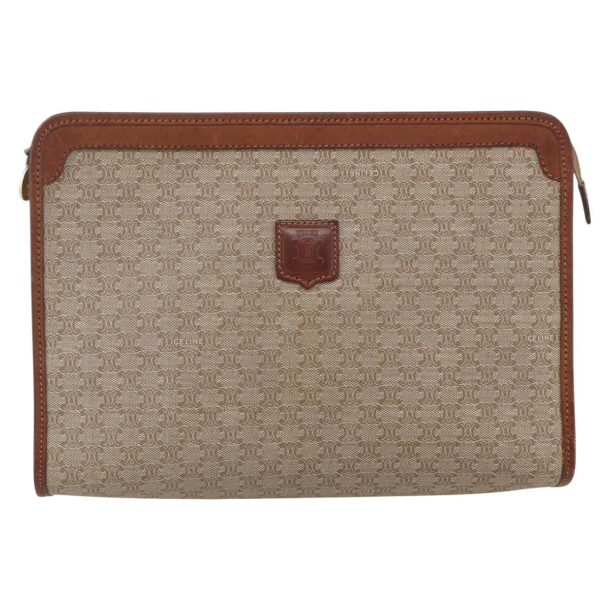 Celine Macadam Pochette Canvas And Leather Beige Canvas Clutche & Pouche Bag