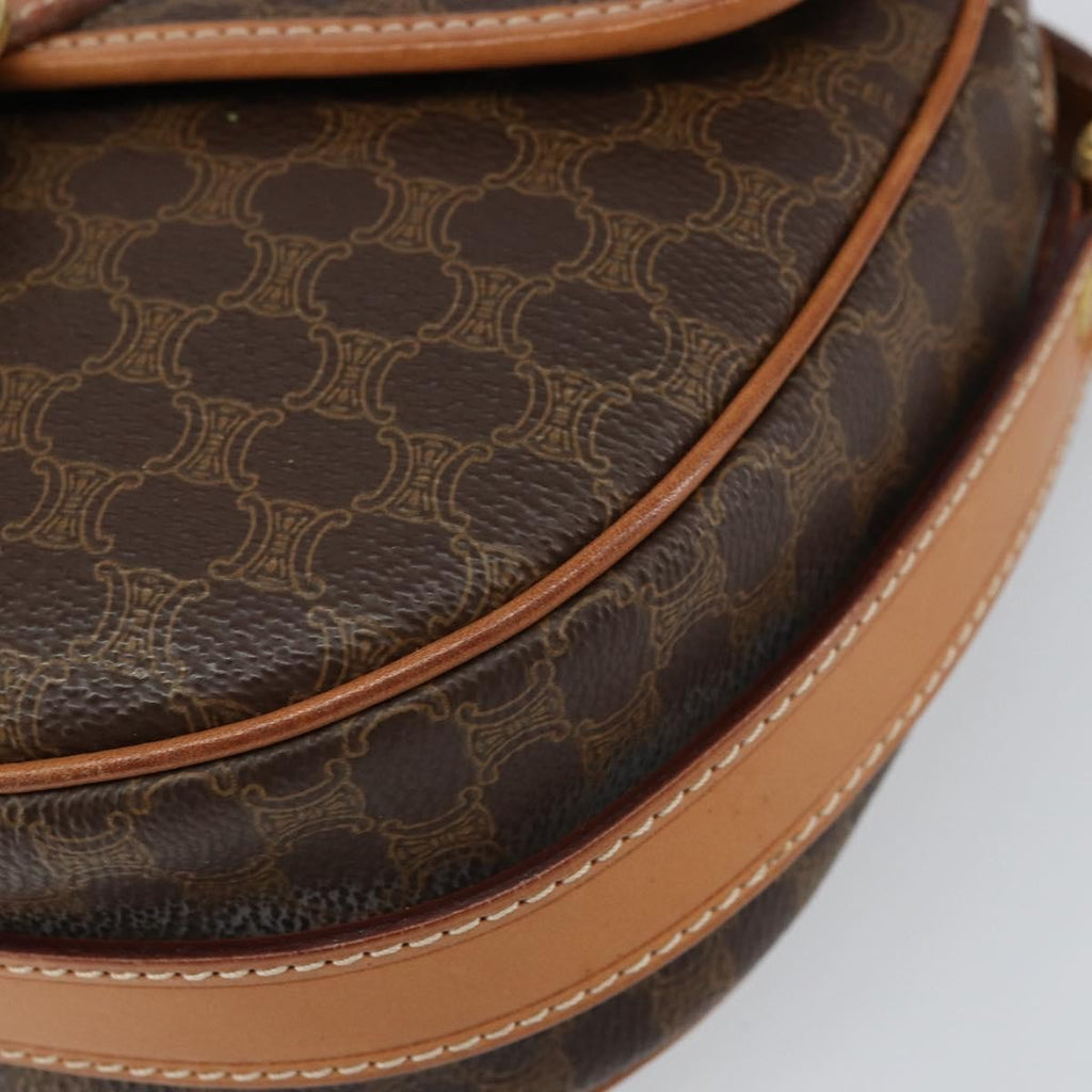Celine Vintage Macadam Shoulder Bag Canvas And Leather Brown Canvas Shoulder Bag Bag