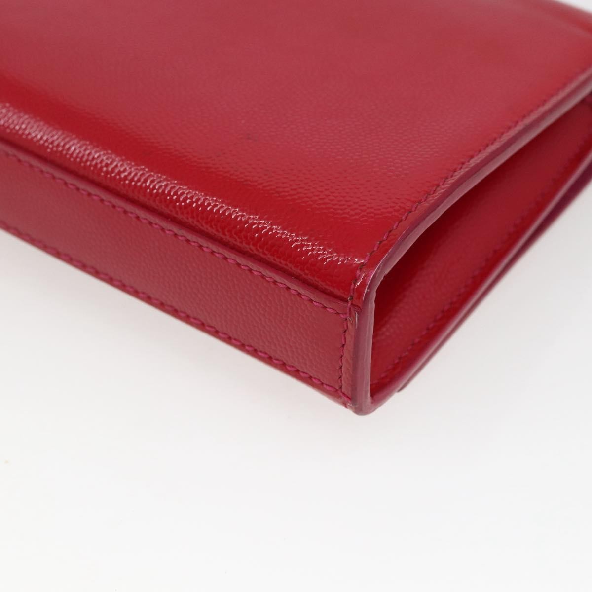 Saint Laurent Classic Monogram Crossbody Bag Grainy Leather Red Leather Clutche & Pouche Bag (Pre-Owned)
