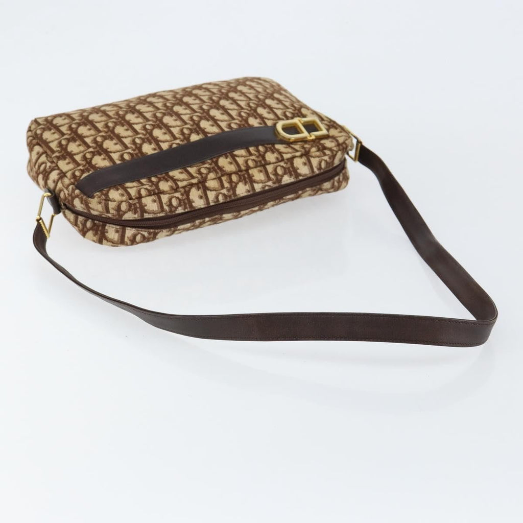 Christian Dior Vintage Trotter Crossbody Bag Diorissimo Coated Canvas Brown Canvas Shoulder Bag Bag (Pre-Owned)