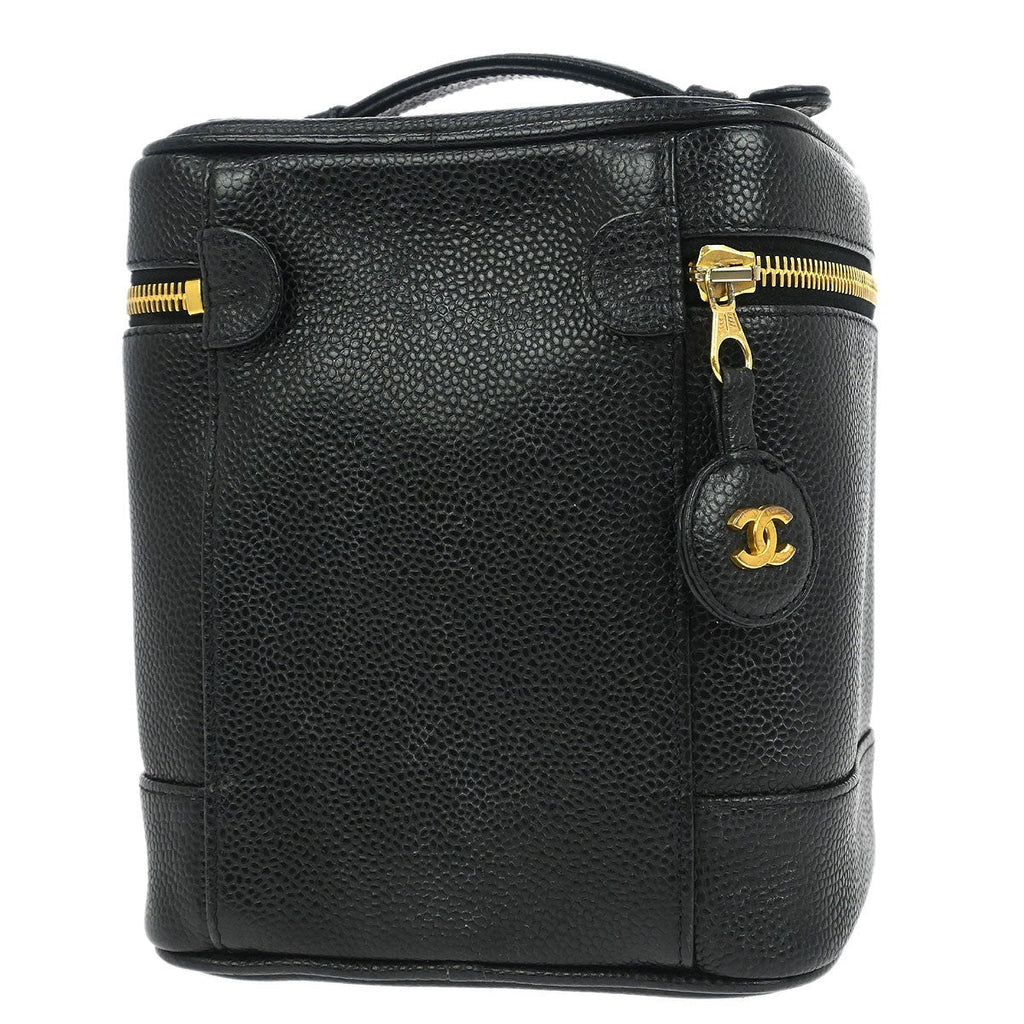 Chanel Vintage Timeless Cosmetic Case Caviar Black Leather Handbag