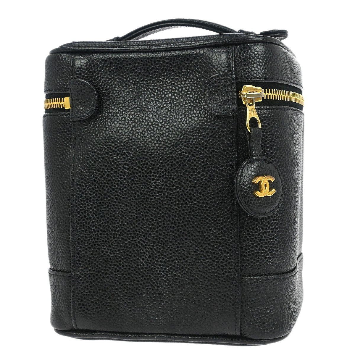 Chanel Vintage Timeless Cosmetic Case Caviar Black Leather Handbag