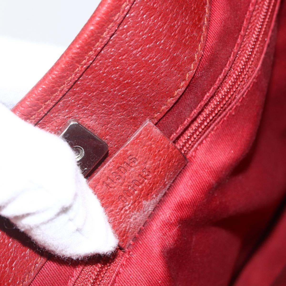 Gucci Vintage Ring Tote Gg Canvas With Leather Red Canvas Handbag (Pre-Owned)