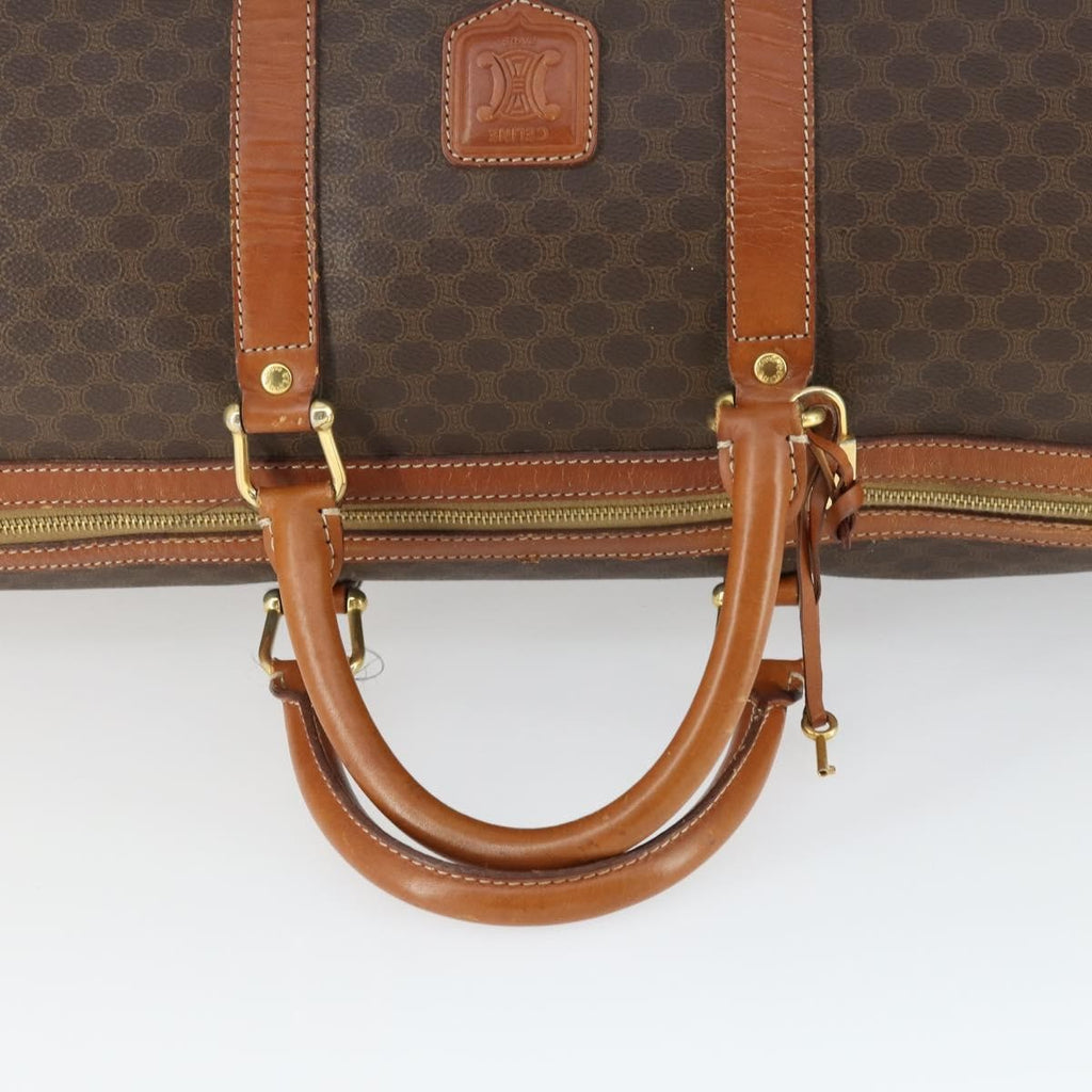 Celine Vintage Macadam Boston Bag Canvas Brown Pvc Travel Bag Bag