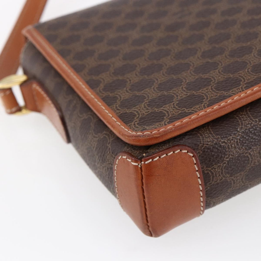 Celine Vintage Macadam Shoulder Bag Canvas And Leather Brown Canvas Shoulder Bag Bag