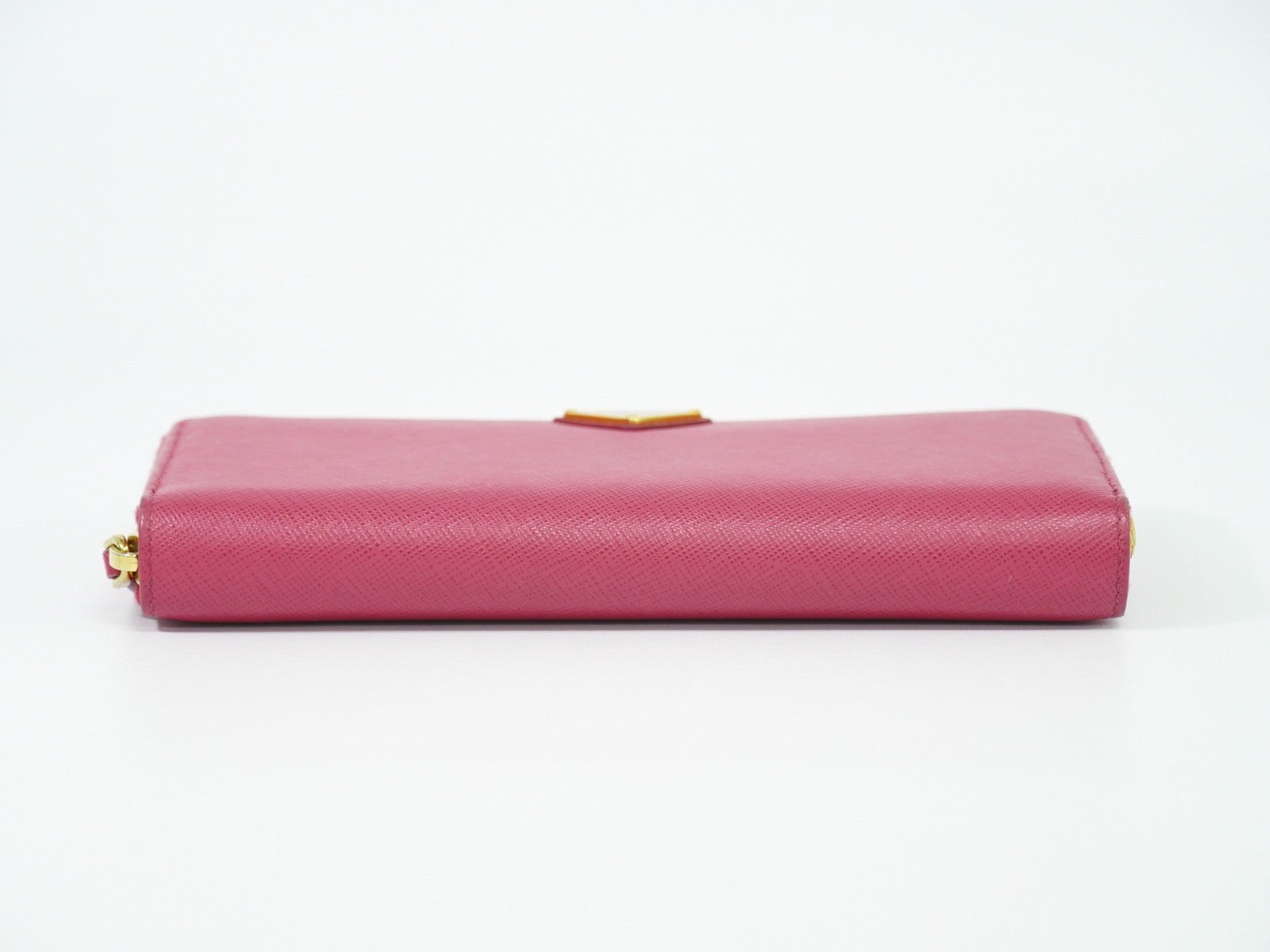 Prada Zip Around Tab Wallet Saffiano Leather Pink Leather Wallets Accessory