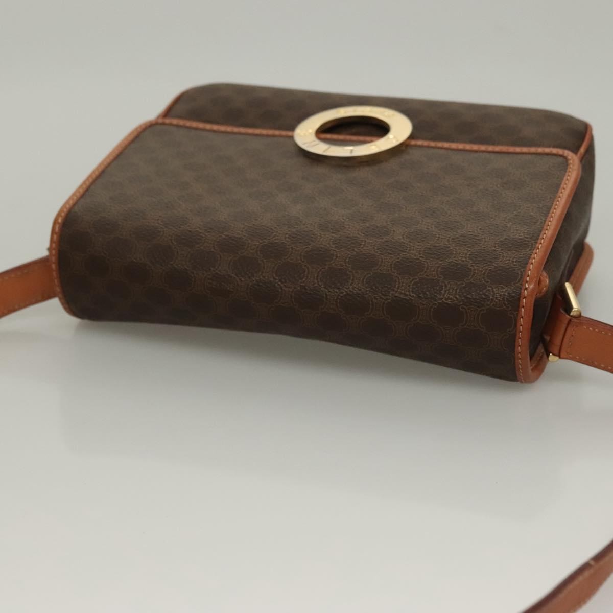 Celine Macadam Shoulder Bag Pvc Leather Brown Canvas Bag