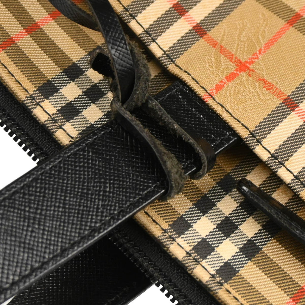 Burberry Nova Check Tote Nylon And Leather Beige Canvas Tote Bag
