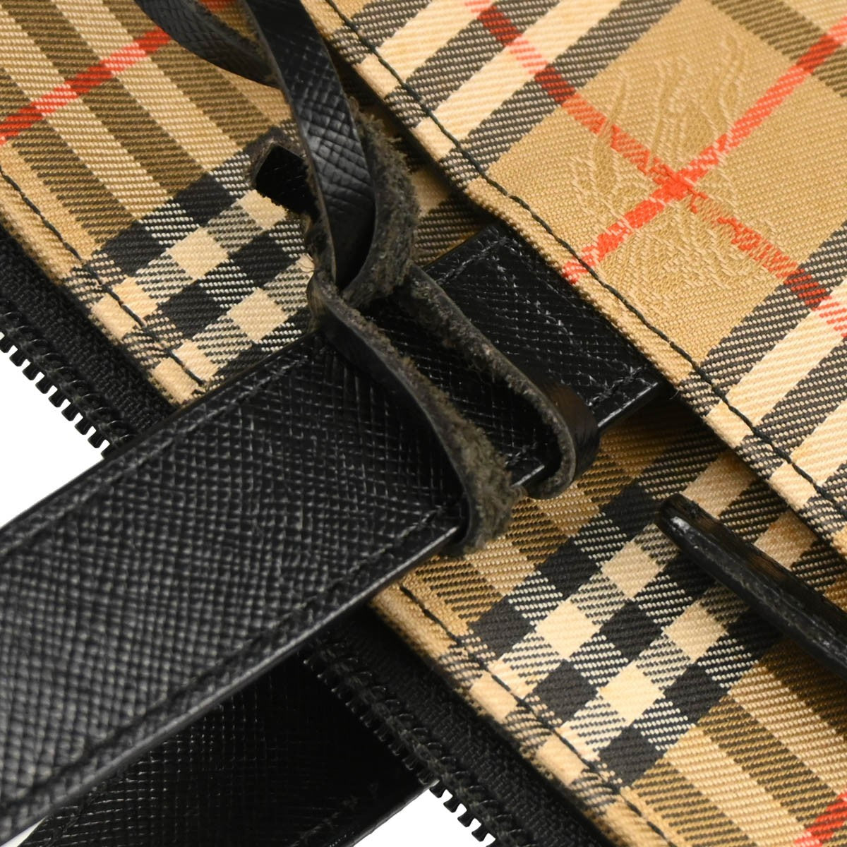 Burberry Nova Check Tote Nylon And Leather Beige Canvas Tote Bag