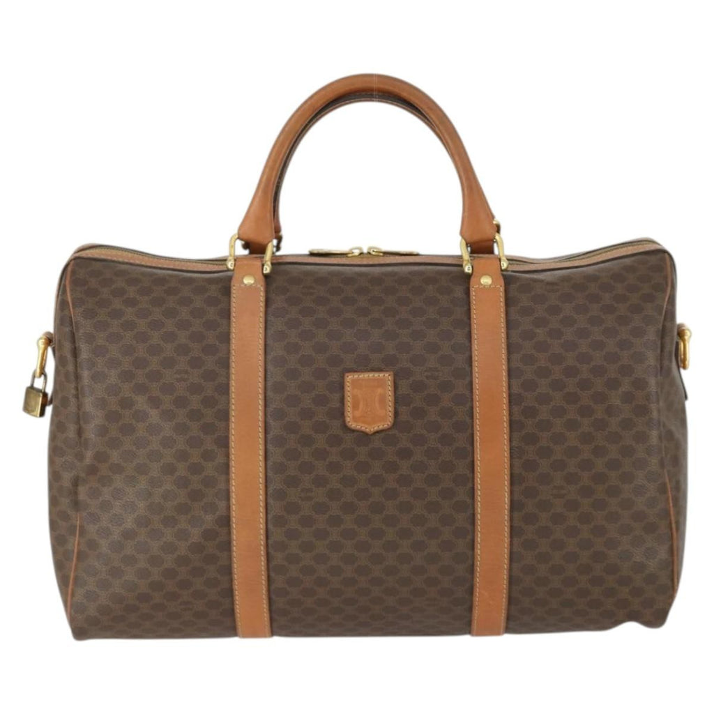 Celine Vintage Macadam Boston Bag Canvas And Leather Brown Pvc Travel Bag Bag