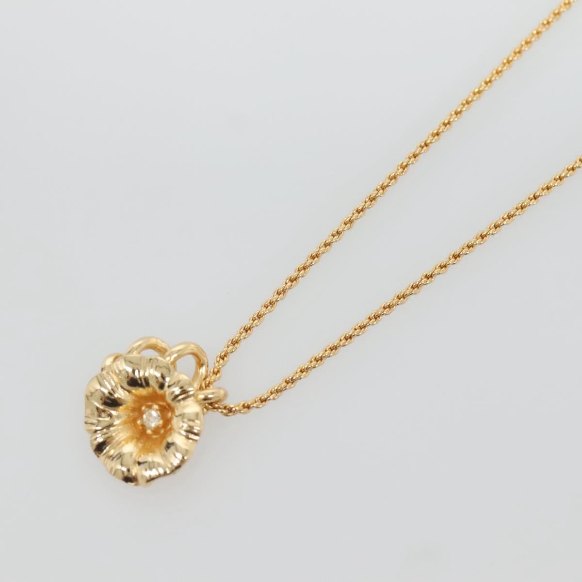 Christian Dior Logo Flower Necklace Metal Gold Metal Jewelry (Pre-Owned)