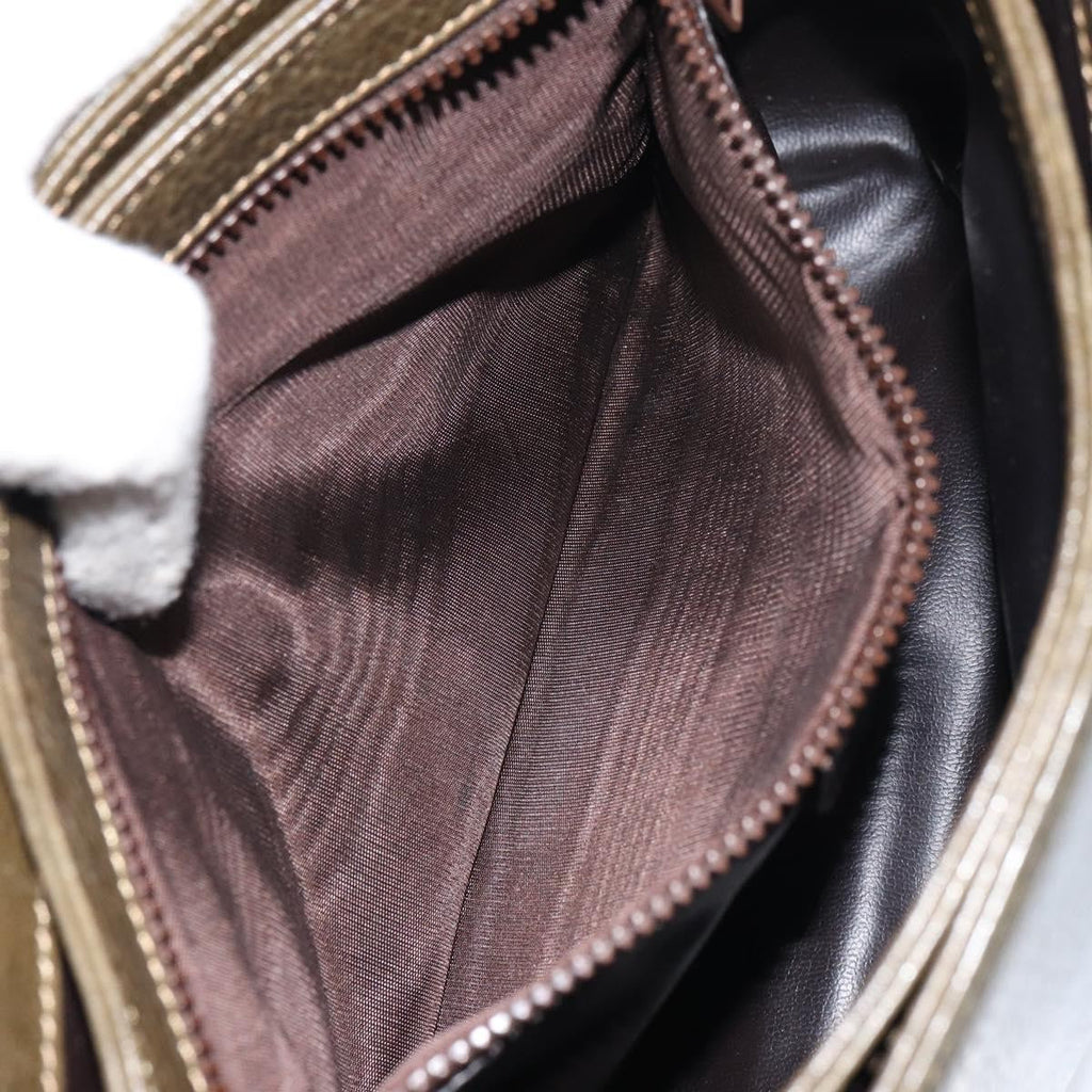 Celine Vintage Shoulder Bag Leather Khaki Leather Shoulder Bag Bag