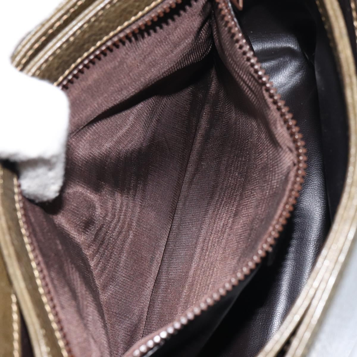 Celine Vintage Shoulder Bag Leather Khaki Leather Shoulder Bag Bag