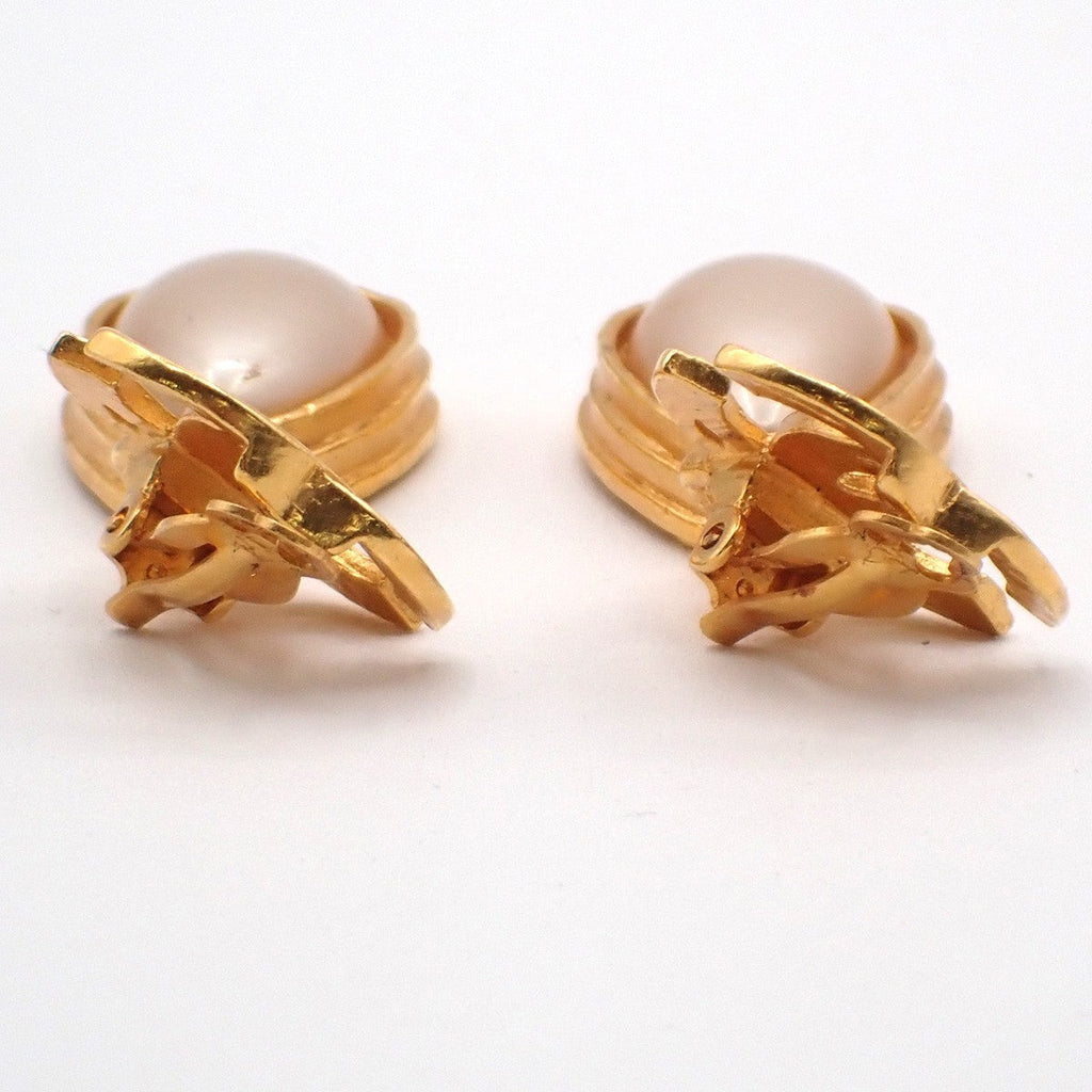 Chanel Cc Teardrop Earrings Metal With Faux Pearl Gold Gold_Plated Earrings Jewelry