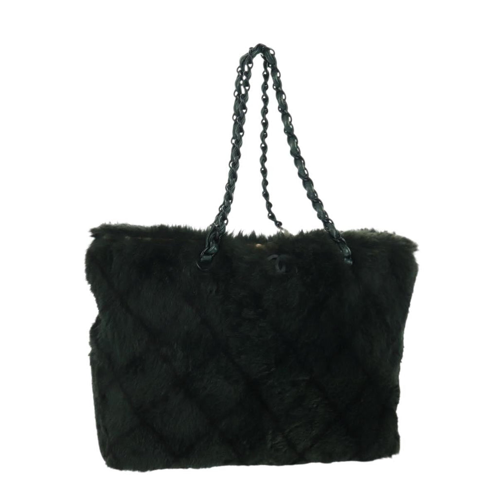 Chanel Chain Tote Lapin Fur Green Fur Tote Bag Bag