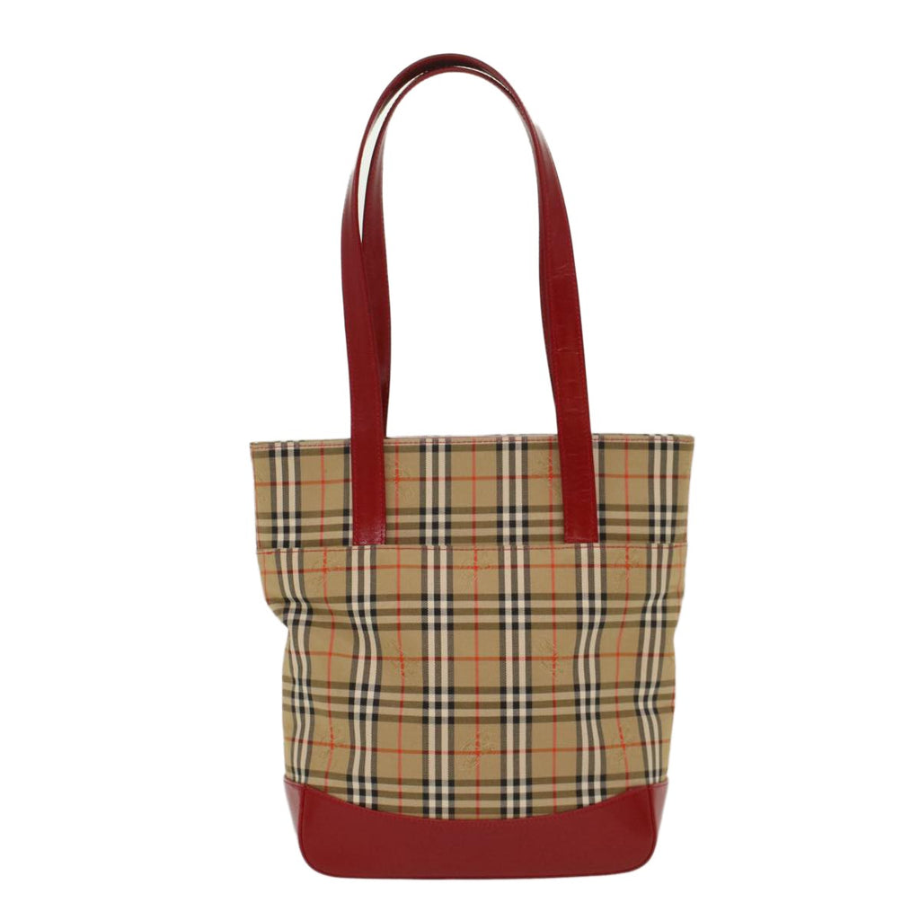 Burberry Nova Check Tote Nylon And Leather Beige Nylon Tote Bag