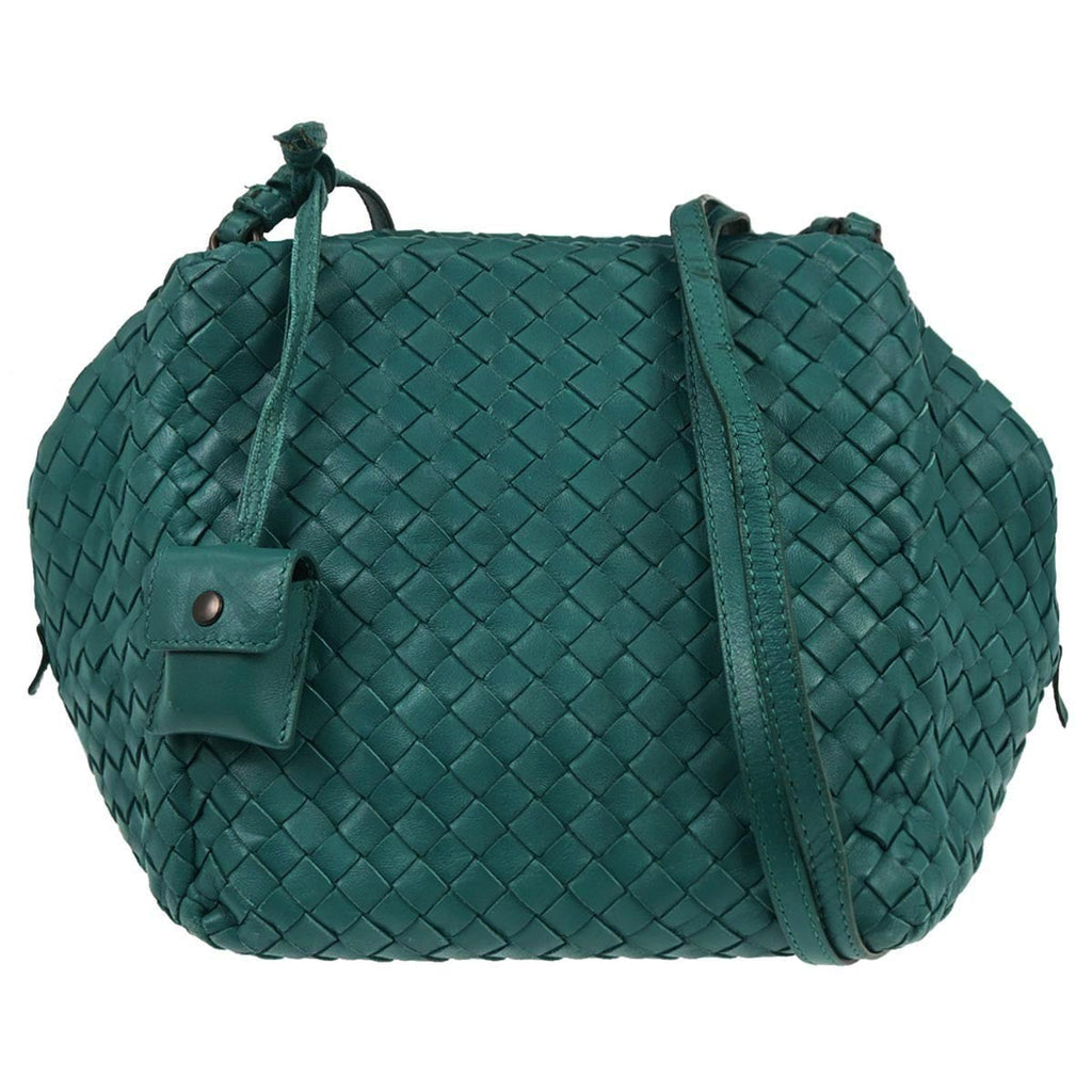 Bottega Veneta Zip Cube Messenger Intrecciato Nappa Green Leather Shoulder Bag Bag
