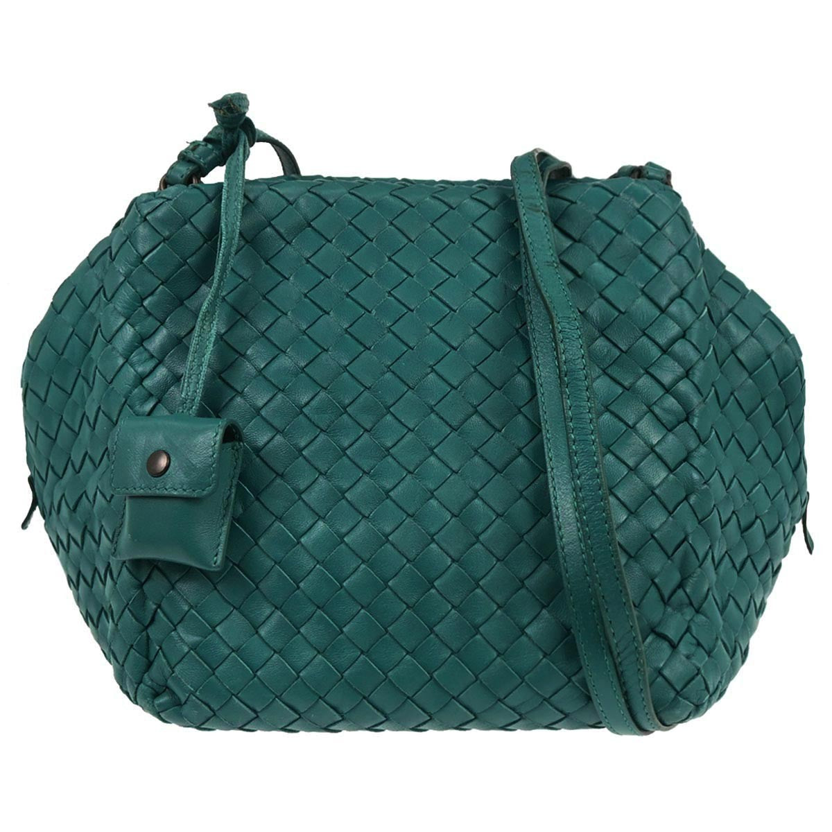 Bottega Veneta Zip Cube Messenger Intrecciato Nappa Green Leather Shoulder Bag Bag