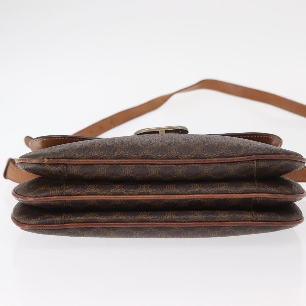 Celine Vintage Macadam Shoulder Bag Canvas Brown Canvas Shoulder Bag Bag