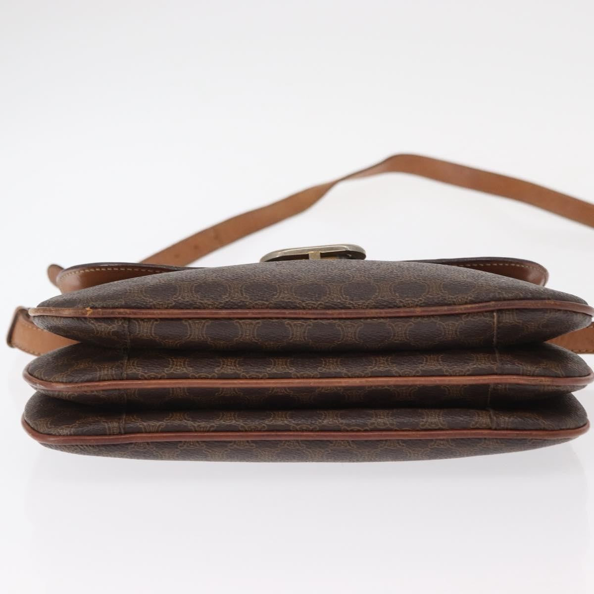 Celine Vintage Macadam Shoulder Bag Canvas Brown Canvas Shoulder Bag Bag