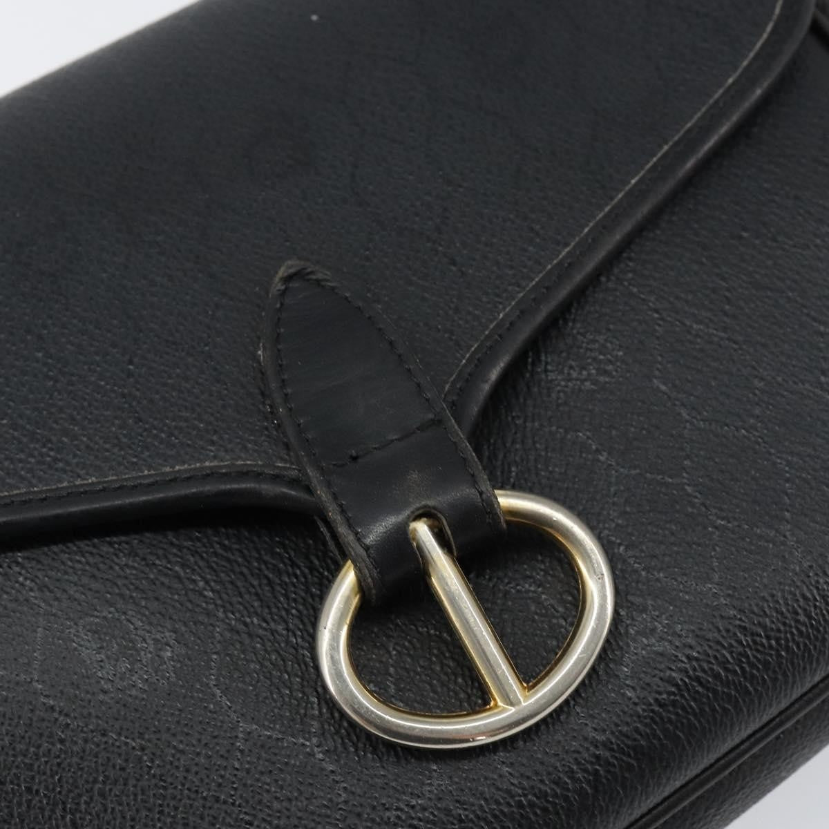 Christian Dior Vintage Honeycomb Flap Crossbody Bag Canvas And Leather Black Canvas Shoulder Bag Bag (Pre-Owned)