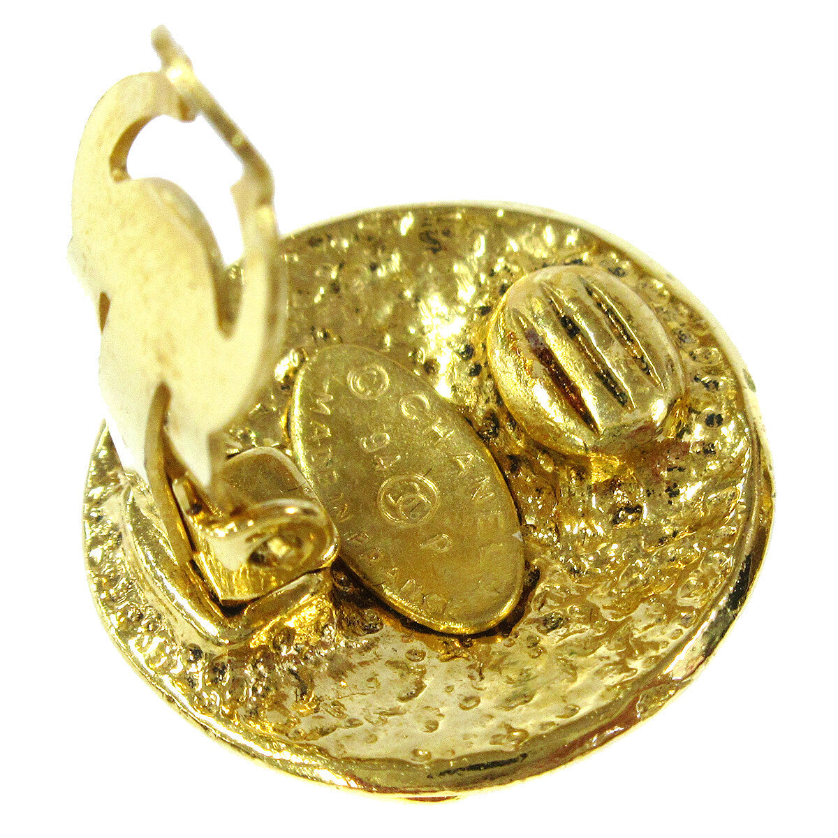 Chanel Cc Button Clip-On Earrings Metal Gold Gold_Plated Earrings Jewelry