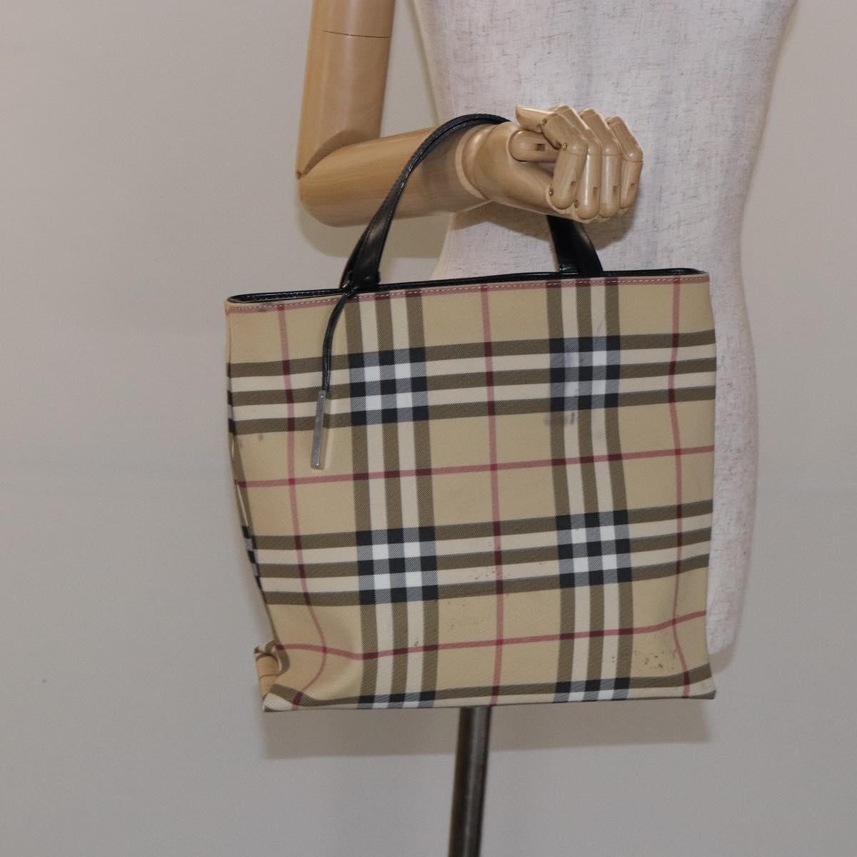 Burberry Nova Check Tote Canvas Check Pattern Beige Canvas Tote Bag